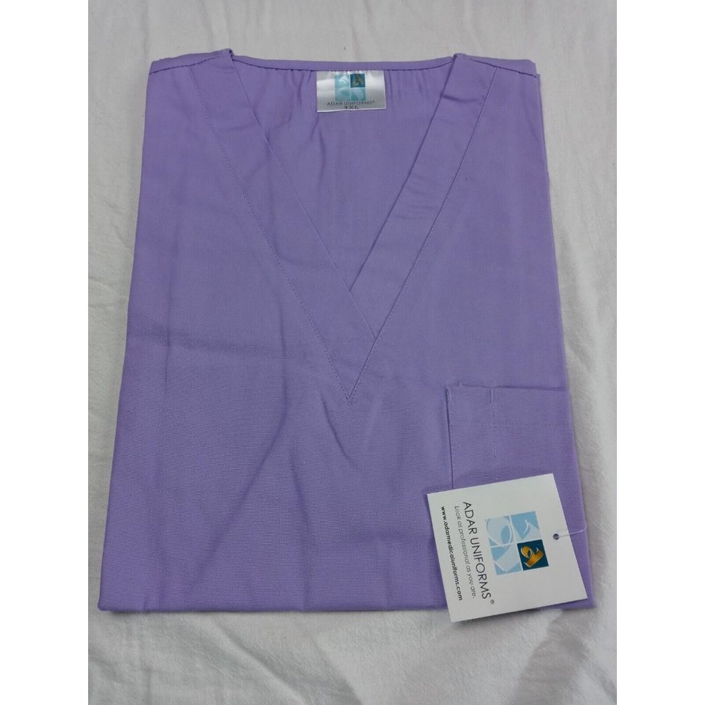 Adar uniforms Unisex Scrubs - V-Neck Tunic Scrub Top, SZ 4XL LAVANDER STYLE 601